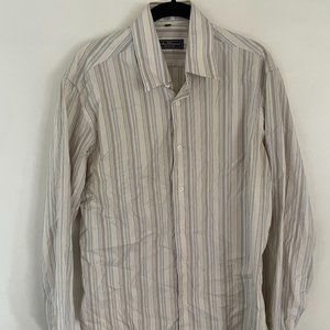 Salvatore Ferragamo Button Up Dress Shirt Men's Striped Medium